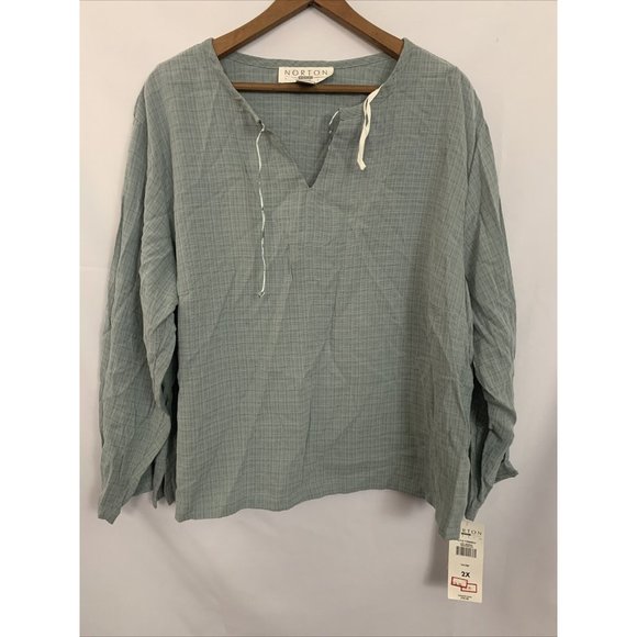 Norton Studio Tops - Norton Studio NWT womens 2x linen blend long sleeve gray v neck Top Blouse